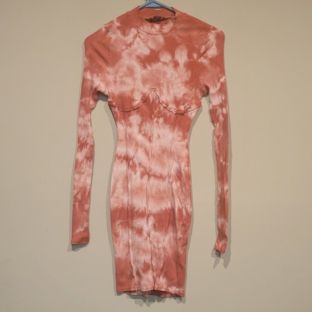 Fashion Nova Terracotta Tie-Dye Bodycon Midi Dress size S